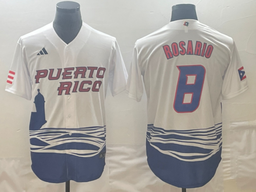 Puerto Rico Eddie Rosario White 2023 World Baseball Classic Jersey