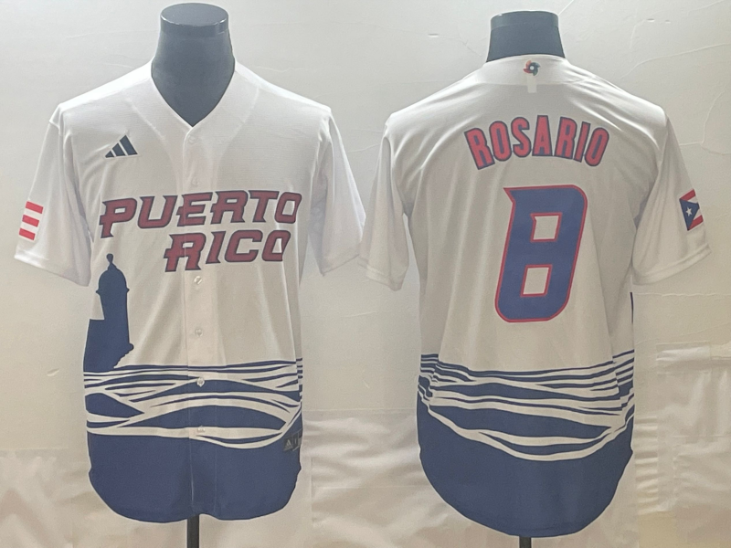 Puerto Rico Eddie Rosario White 2023 World Baseball Classic Jersey Puerto Rico Eddie Rosario White 2023 World Baseball Classic Jersey