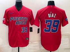 Puerto Rico Edwin Diaz Red Blue 2023 World Baseball Classic Jersey