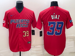 Puerto Rico Edwin Diaz Red Gold 2023 World Baseball Classic Jersey