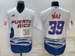 Puerto Rico Edwin Diaz White Gold 2023 World Baseball Classic Jersey