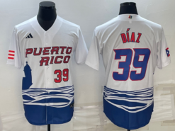 Puerto Rico Edwin Diaz White Red 2023 World Baseball Classic Jersey