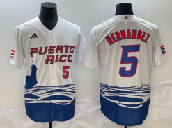 Puerto Rico Enrique Hernandez White Red 2023 World Baseball Classic Jersey