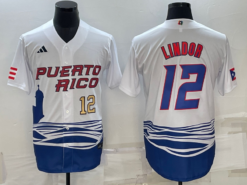 Puerto Rico Francisco Lindor White Gold Replica 2023 World Baseball Classic Jersey