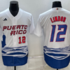 Puerto Rico Francisco Lindor White Blue Replica 2023 World Baseball Classic Jersey