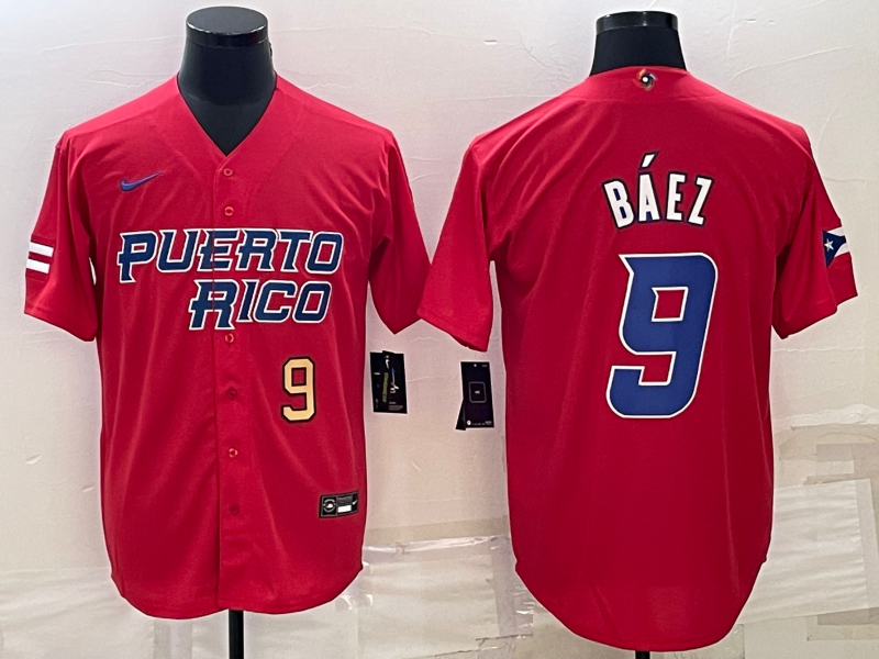 Puerto Rico Javier Baez Red Gold 2023 World Baseball Classic Jersey Puerto Rico Javier Baez Red Gold 2023 World Baseball Classic Jersey