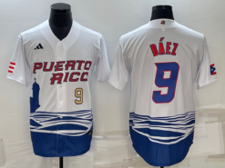Puerto Rico Javier Baez White Gold 2023 World Baseball Classic Jersey