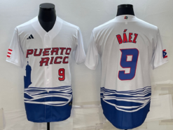 Puerto Rico Javier Baez White Red 2023 World Baseball Classic Jersey
