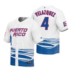 Puerto Rico Nelson Velazquez White 2023 World Baseball Classic Jersey
