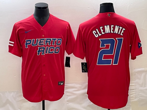 Puerto Rico Roberto Clemente Red 2023 World Baseball Classic Jersey