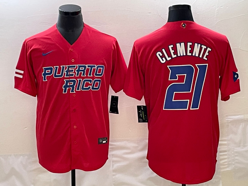 Puerto Rico Roberto Clemente Red 2023 World Baseball Classic Jersey Puerto Rico Roberto Clemente Red 2023 World Baseball Classic Jersey