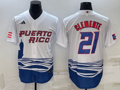 Puerto Rico Roberto Clemente White 2023 World Baseball Classic Jersey