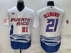 Puerto Rico Roberto Clemente White Red 2023 World Baseball Classic Jersey