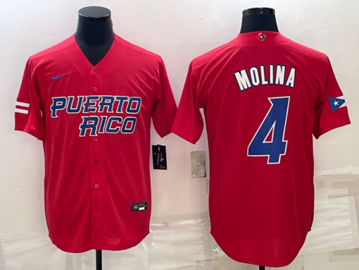 Puerto Rico Yadier Molina Red Replica 2023 World Baseball Classic Jersey