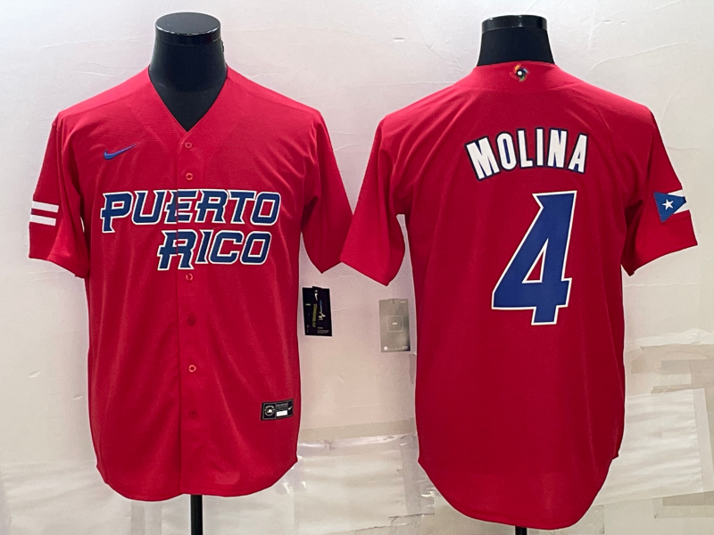 Puerto Rico Yadier Molina Red Replica 2023 World Baseball Classic Jersey Puerto Rico Yadier Molina Red Replica 2023 World Baseball Classic Jersey