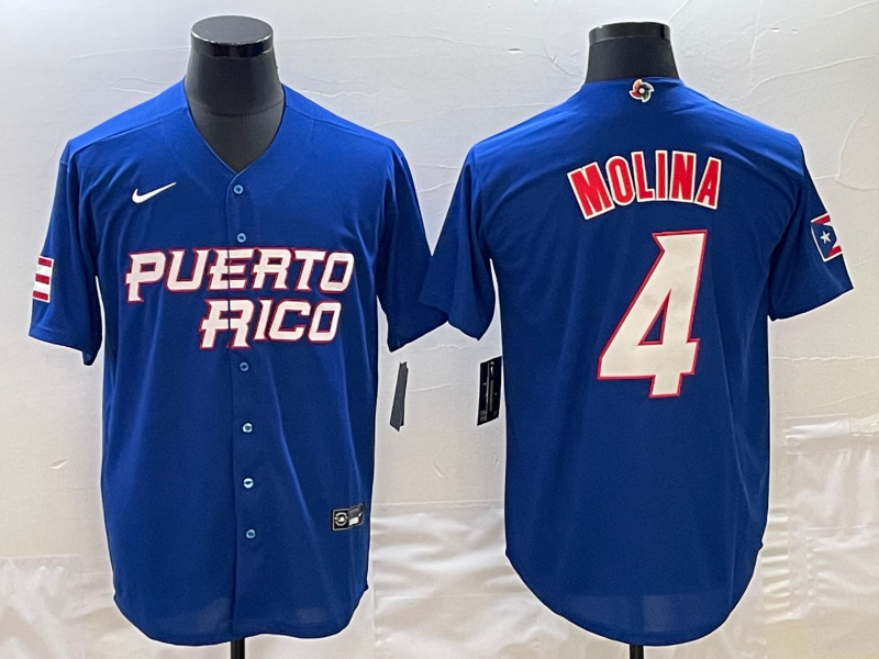 Puerto Rico Yadier Molina Royal 2023 World Baseball Classic Jersey Puerto Rico Yadier Molina Royal 2023 World Baseball Classic Jersey