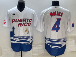Puerto Rico Yadier Molina White Gold Replica 2023 World Baseball Classic Jersey