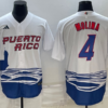 Puerto Rico Yadier Molina White Blue Replica 2023 World Baseball Classic Jersey