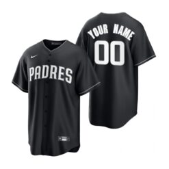 San Diego Padres Custom Black White Fashion Replica Jersey