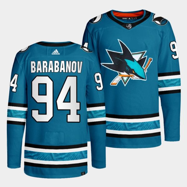 San Jose Sharks Alexander Barabanov 2022-23 Home Teal Jersey San Jose Sharks Alexander Barabanov 2022-23 Home Teal Jersey