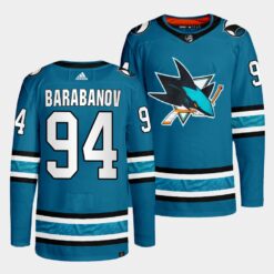 San Jose Sharks Alexander Barabanov 2022-23 Home Teal Jersey