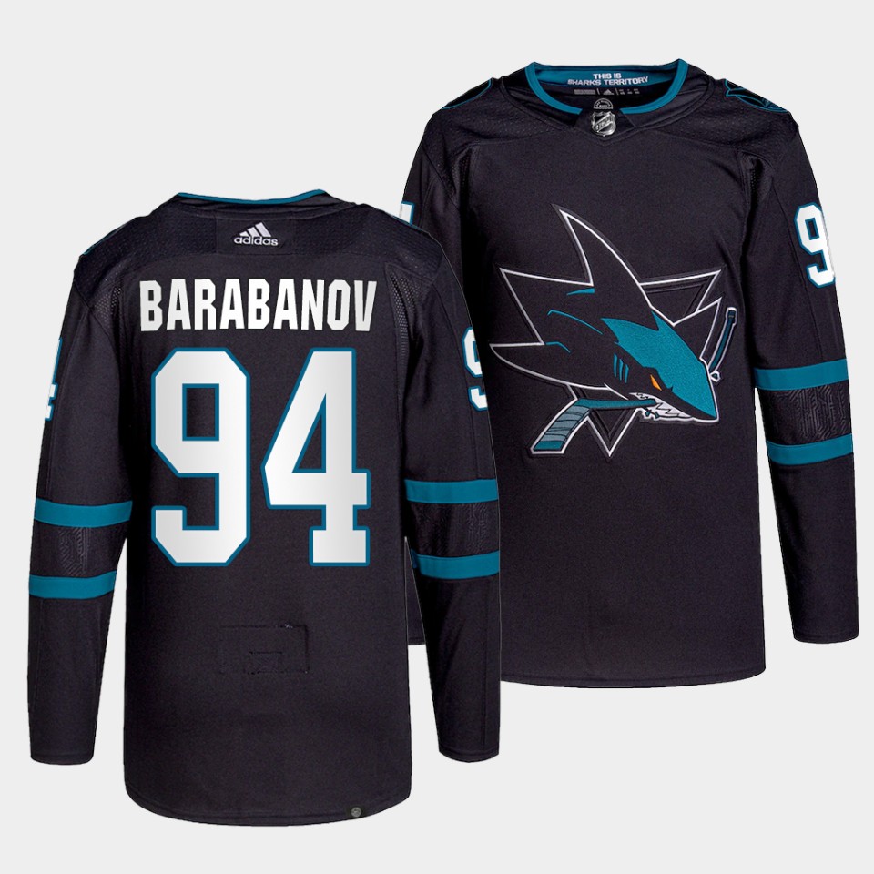 San Jose Sharks Alexander Barabanov Alternate Black Jersey San Jose Sharks Alexander Barabanov Alternate Black Jersey