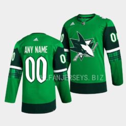 San Jose Sharks Custom 2023 St. Patricks Day Green Jersey