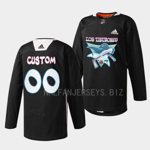 San Jose Sharks Custom Los Tiburones Black Specialty Jersey
