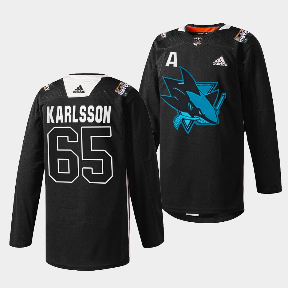 San Jose Sharks Erik Karlsson Black History Month Black Jersey San Jose Sharks Erik Karlsson Black History Month Black Jersey