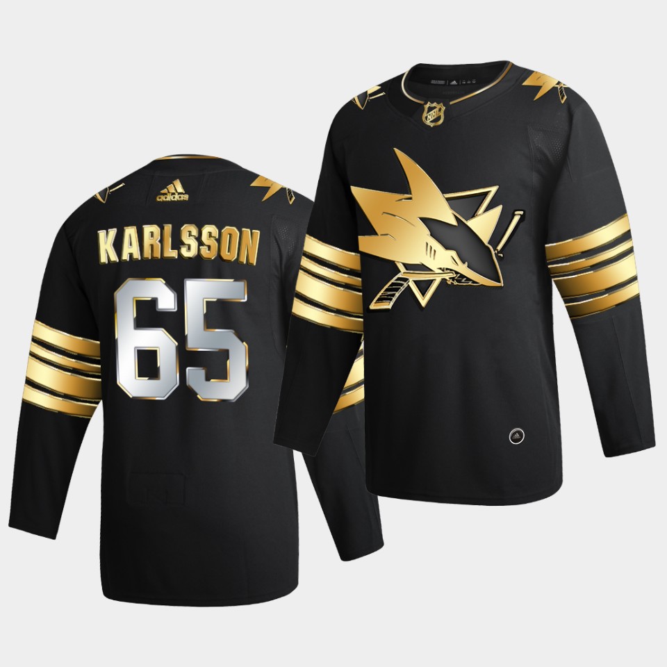 San Jose Sharks Erik Karlsson Golden Edition Limited Black Jersey San Jose Sharks Erik Karlsson Golden Edition Limited Black Jersey