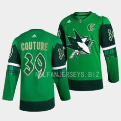 San Jose Sharks Logan Couture 2023 St. Patricks Day Green Jersey