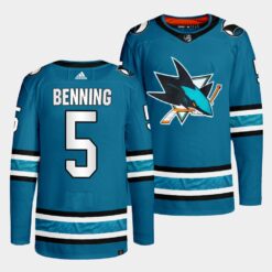San Jose Sharks Matt Benning 2022-23 Home Teal Jersey