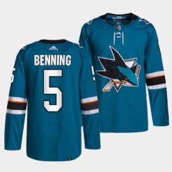 San Jose Sharks Matt Benning Home Teal Jersey