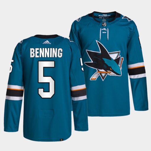 San Jose Sharks Matt Benning Home Teal Jersey