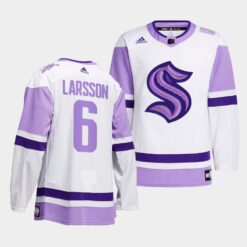 Seattle Kraken Adam Larsson HockeyFightsCancer White Jersey