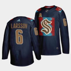 Seattle Kraken Adam Larsson Karuk Art-inspired Blue Jersey