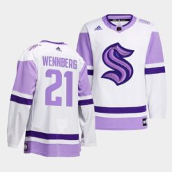 Seattle Kraken Alexander Wennberg HockeyFightsCancer White Jersey