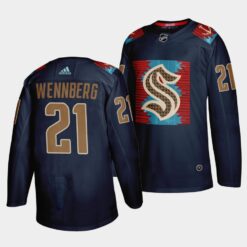 Seattle Kraken Alexander Wennberg Karuk Art-inspired Blue Jersey