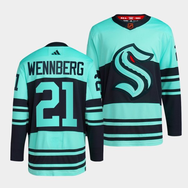 Seattle Kraken Alexander Wennberg Reverse Ice Blue Jersey Seattle Kraken Alexander Wennberg Reverse Ice Blue Jersey