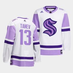 Seattle Kraken Brandon Tanev HockeyFightsCancer White Jersey