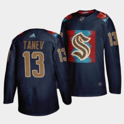 Seattle Kraken Brandon Tanev Karuk Art-inspired Blue Jersey