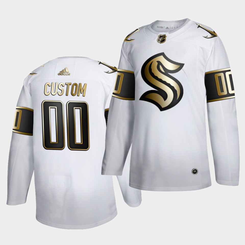 Seattle Kraken Custom Golden Edition White Limited Jersey Seattle Kraken Custom Golden Edition White Limited Jersey