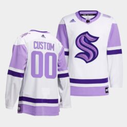 Seattle Kraken Custom HockeyFightsCancer White  Jersey