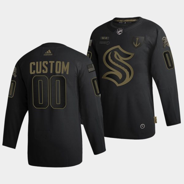 Seattle Kraken Custom Military Appreciation Night Black Jersey Seattle Kraken Custom Military Appreciation Night Black Jersey