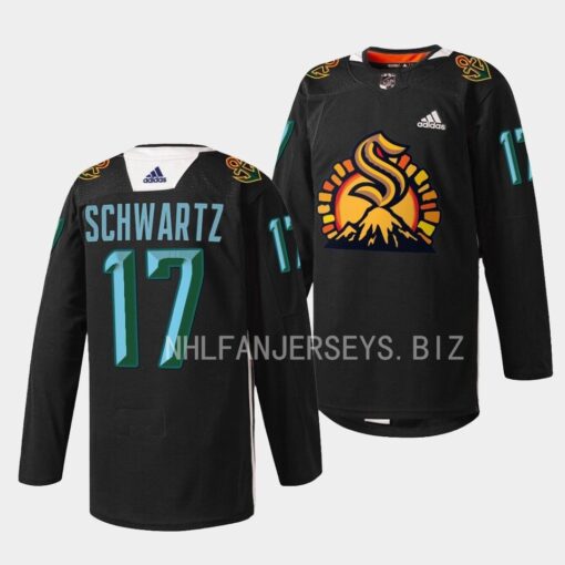 Seattle Kraken Jaden Schwartz 2023 Black History Month Black specialty Jersey