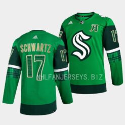 Seattle Kraken Jaden Schwartz 2023 St. Patricks Day Green Jersey