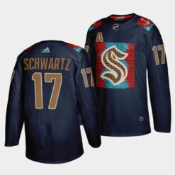 Seattle Kraken Jaden Schwartz Karuk Art-inspired Blue Jersey