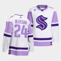 Seattle Kraken Jamie Oleksiak HockeyFightsCancer White Jersey