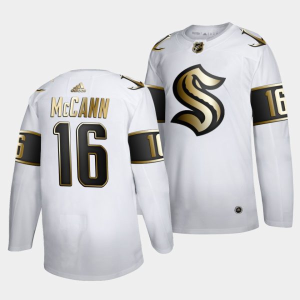 Seattle Kraken Jared McCann Golden Edition White Jersey Seattle Kraken Jared McCann Golden Edition White Jersey