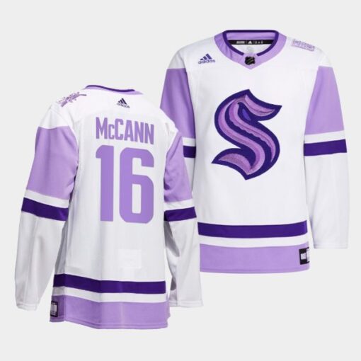 Seattle Kraken Jared McCann HockeyFightsCancer White Jersey